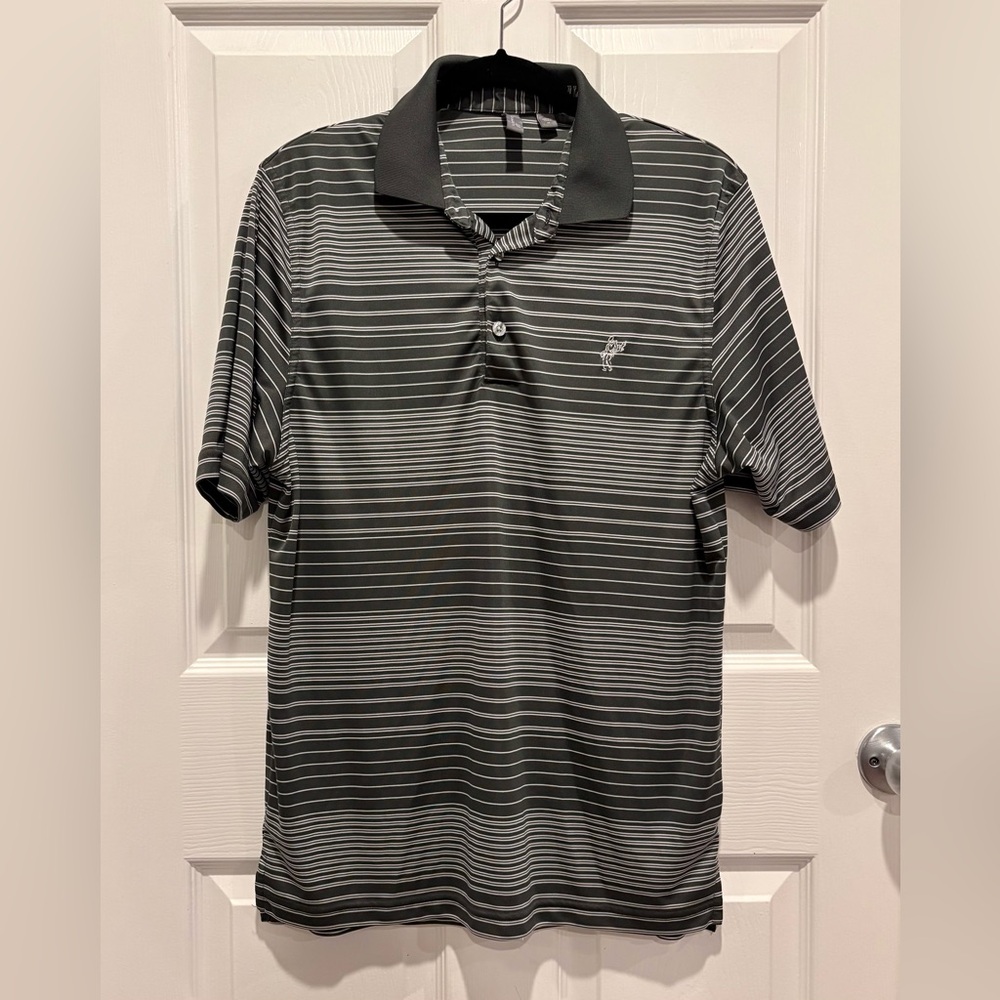 Ashworth Men’s Golf Performance Polo Shirt Striped Gray Medium